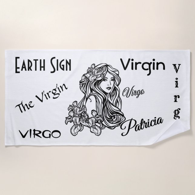 Personalised Virgo The Virgin Zodiac Beach Towel (Front)