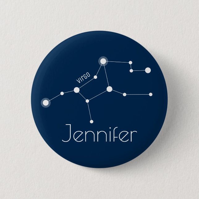 Personalised Virgo Zodiac Constellation 6 Cm Round Badge (Front)