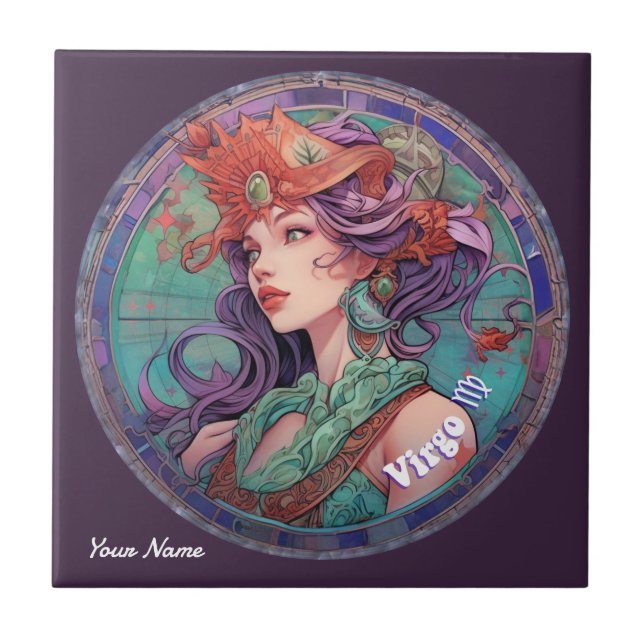 Personalised Virgo Zodiac  Tile (Front)