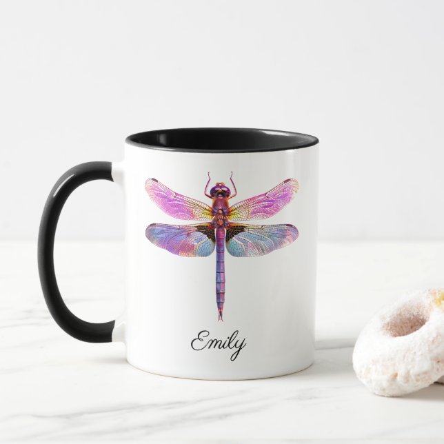 Personalised Vivid Dragonfly Mug (With Donut)
