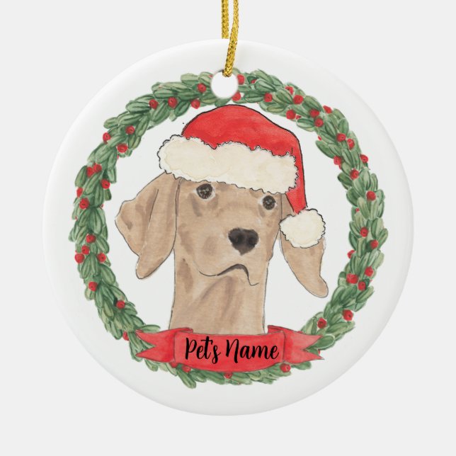 Personalised Vizsla Viszla Ceramic Tree Decoration (Front)