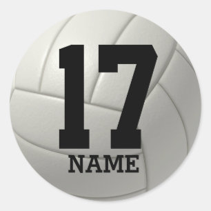 Personalised Volleyball (add your name and number) Classic Round Sticker