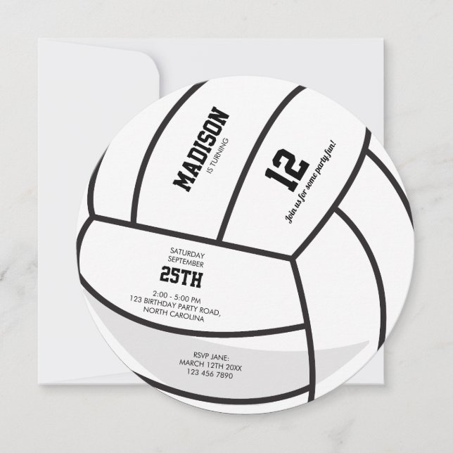 Personalised Volleyball Ball Birthday Party Invitation (Front)