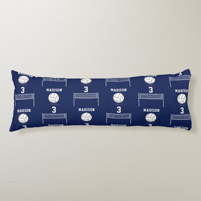 Personalised Volleyball Ball & Net Pattern Body Cushion (Front)
