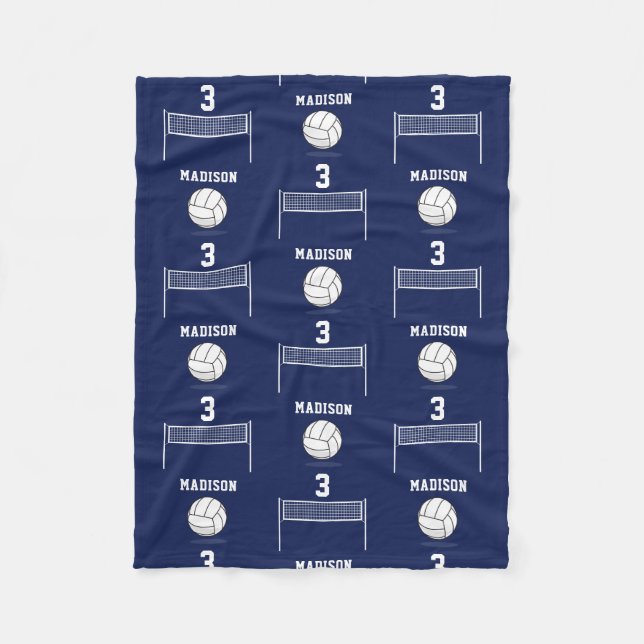 Personalised Volleyball Ball & Net Pattern Fleece Blanket (Front)