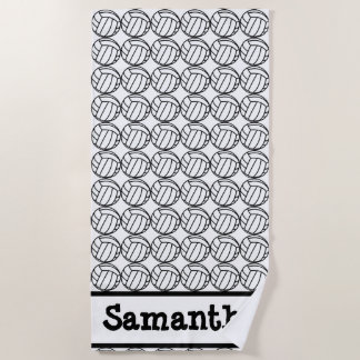Personalised Volleyball Black Beach Towel
