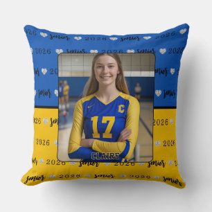 Personalised Volleyball Blue and Yellow Senior Cushion