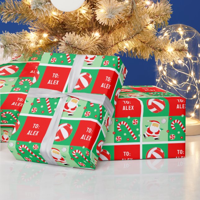 Personalised Volleyball Christmas Wrapping Paper (Holidays)