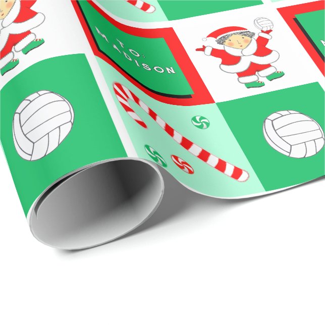 Personalised Volleyball Christmas Wrapping Paper (Roll Corner)