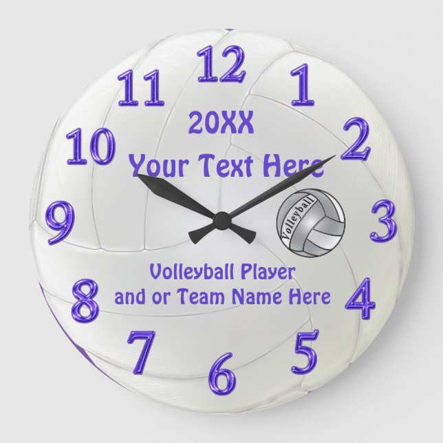 Personalised Volleyball Clocks with 3 Text Boxes (Front)