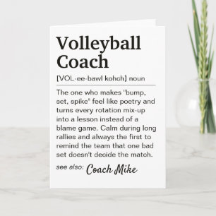 Personalised Volleyball Coach Definition Thank You Card