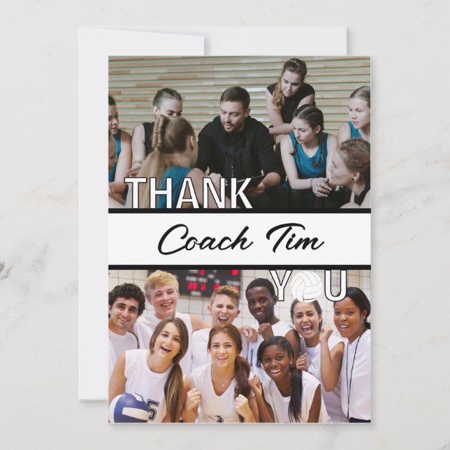 Personalised Volleyball Coach Picture Thank You Card (Front)