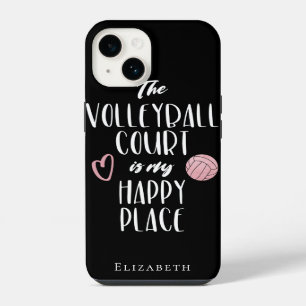 personalised volleyball court is my happy place iPhone 14 case