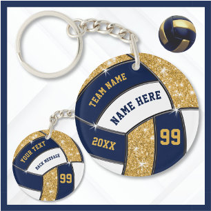 Personalised Volleyball Keychains, 6 Text Boxes Key Ring