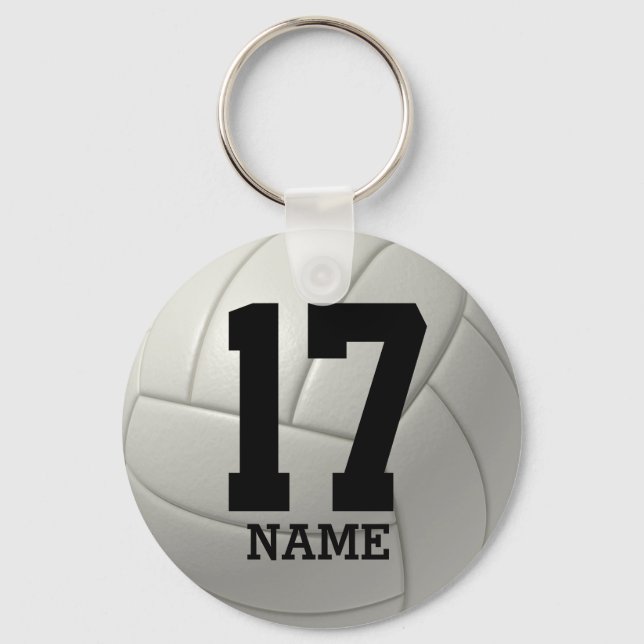 Personalised Volleyball (name & number) Key Ring (Front)
