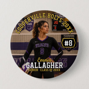 Personalised Volleyball Photo Button