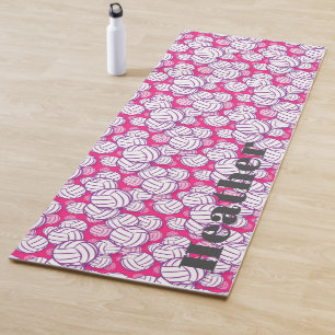 Personalised Volleyball Player Gift Pink Monogram Yoga Mat