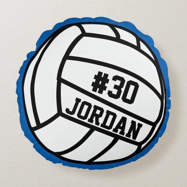 Personalised Volleyball Player Number, Name, Team Round Cushion (Front)