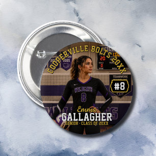 Personalised Volleyball Player Photo  6 Cm Round Badge