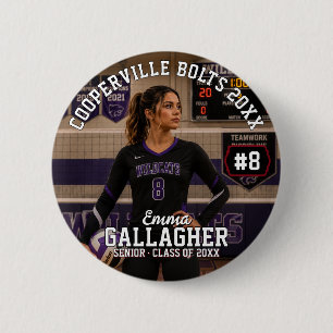 Personalised Volleyball Player Photo 6 Cm Round Badge