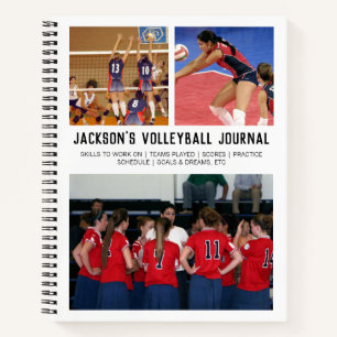 Personalised Volleyball Player Team Photo Collage Notebook