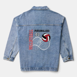 Personalised Volleyball - Red Denim Jacket