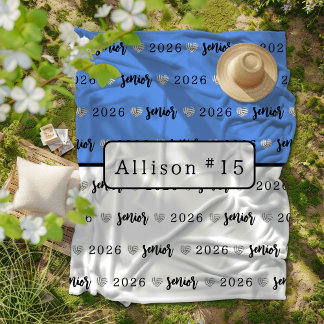 Personalised Volleyball Senior blue and white Fleece Blanket
