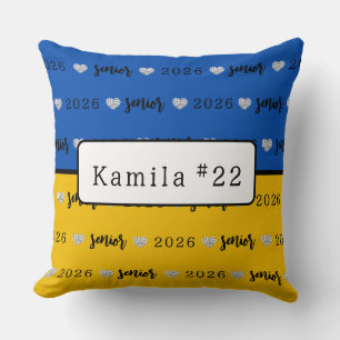 Personalised Volleyball Senior Blue and Yellow  Cushion