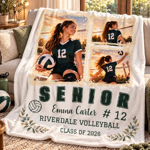 Personalised Volleyball Senior Night Photo Fleece Blanket