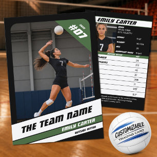 Personalised Volleyball Trading Card Black Green