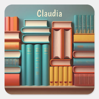 Personalised Volumes of Book Novels Square Sticker