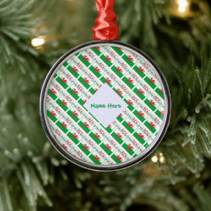 Personalised Wales Flag Tiled Metal Tree Decoration