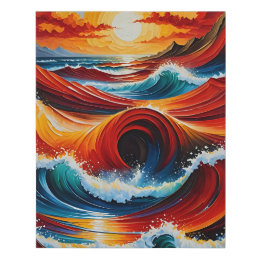 Personalised Wall Art, Canvas -Waves on Fiery