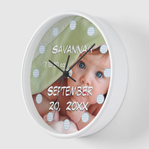 Personalised Wall Clock Baby's Name and Birth Date
