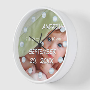 Personalised Wall Clock Baby's Name and Birth Date