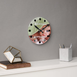Personalised Wall Clock Baby's Name and Birth Date