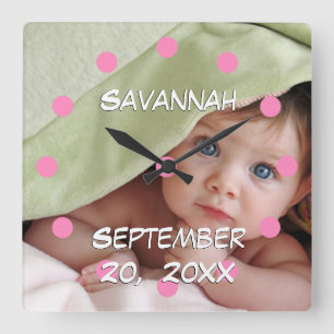 Personalised Wall Clock Baby's Name and Birth Date