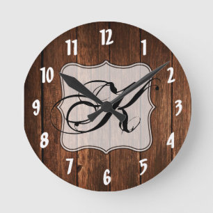 Personalised Wall Clock Barn Wood Country Rustic