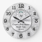 Personalised Wall Clock Wedding Gift, Love Birds