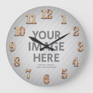 Personalised Wall Clocks Big Wood Numbers Photo