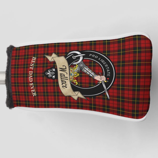 Personalised Wallace Clan Badge & Tartan Golf Head Cover (Front)