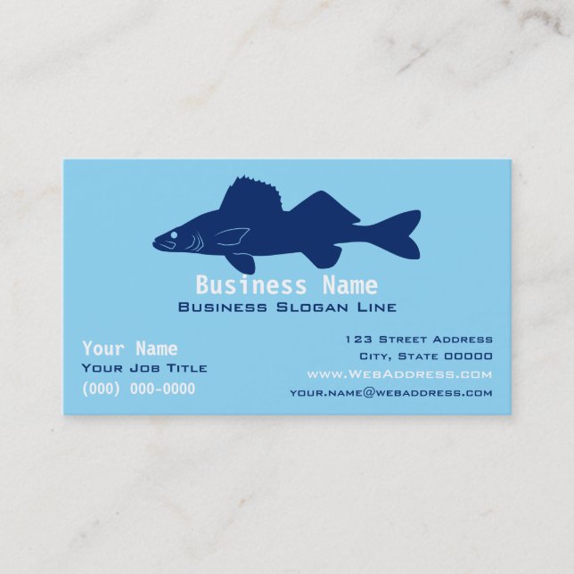 Personalised Walleye Fishing Guide / Charter  Busi Business Card (Front)