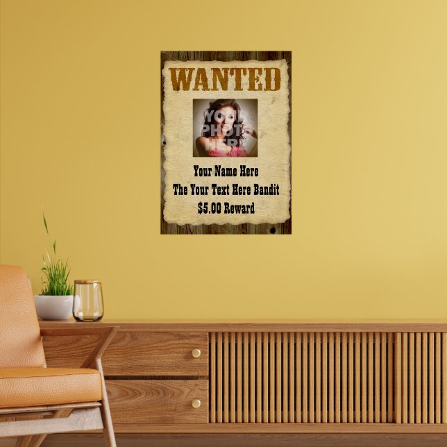 Personalised Wanted Old-Time Photo Posters (Living Room 2)