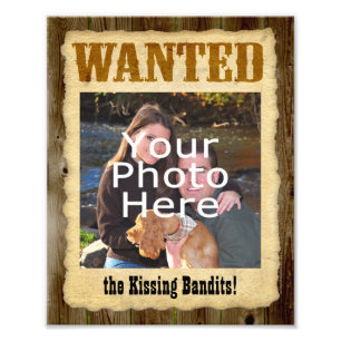 Personalised Wanted Poster, Large Photo w/Text Print