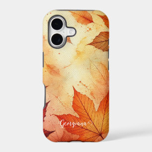 Personalised Warm Autumnal Watercolor Leaves