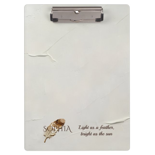 Personalised Warm Brown Feather Monogram  Clipboard (Front)