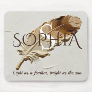 Personalised Warm Brown Feather Monogram Mouse Pad