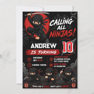 Personalised Warrior Ninja Birthday Invitation