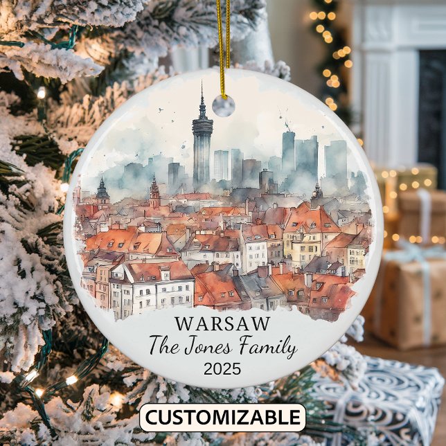 Personalised Warsaw Ornament, Poland Gift Ceramic Tree Decoration (Creator Uploaded)