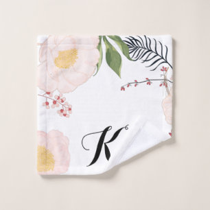 Personalised Wash Cloth Baby Pink Cosmos on White